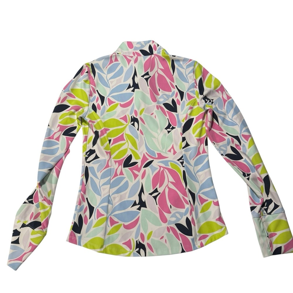 Tommy Bahama Golf Pullover S Pink Blue Floral 1/4 Zip Long Sleeve Stretch